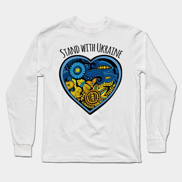 Stand with Ukraine Long Sleeve T-Shirt by ComPix